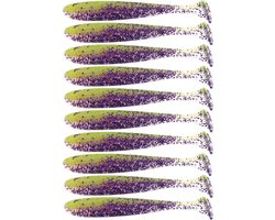 S&D | Shad Set 10 Stuks – 9cm 3.5g – Geel / Paars – Zachte Shads met T-Staart – Kunstaas voor Roofvis