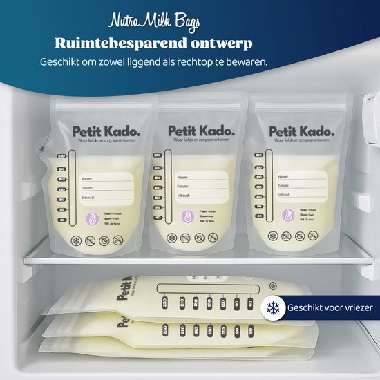 Petit Kado Nutra Milk Bags - Moedermelk Bewaarzakjes - 60 stuks, 250 ml, Temperatuur- Indicator, Lekvrij & BPA-vrij, Dubbele Sluiting, Schenktuit van Merkloos — afbeelding 4