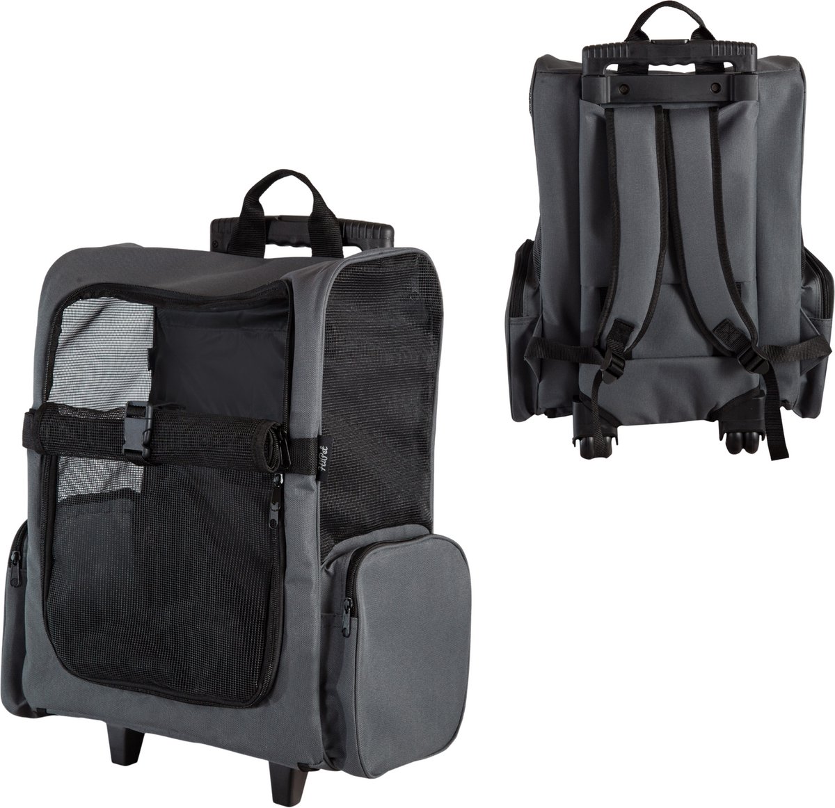 HiPet® Hondenrugzak / Trolley met wieltjes (tot 10 kg) - Grijs