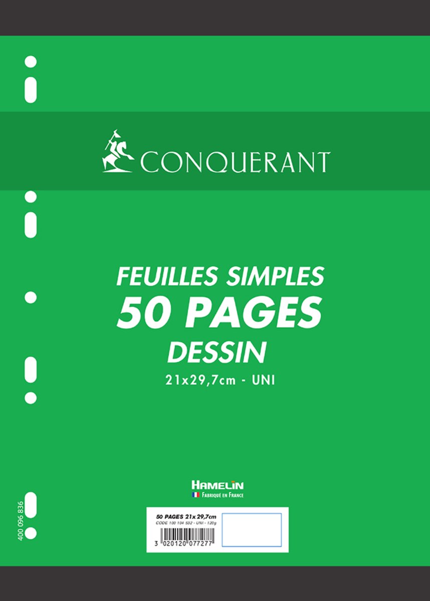 Conquerant - Vulling voor ringband - 25 vel - Tekenblok