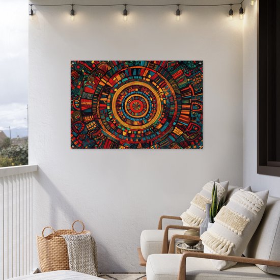 Affiche de jardin 120x80 cm - Décoration de jardin Mandala - Cercles - Motifs - Affiche pour le jardin - Décoration extérieure - Tableau de jardin clôture - Décoration murale sur toile de jardin - Décoration murale sur toile de balcon