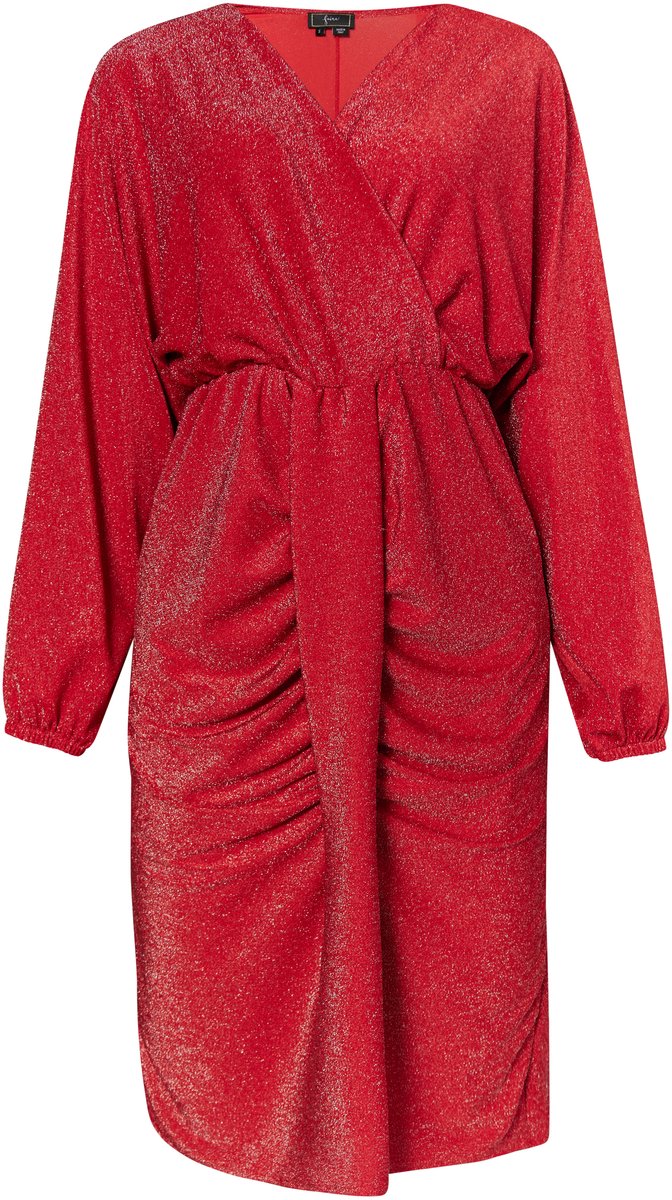 Faina Avondjurk met glanzend garen rood