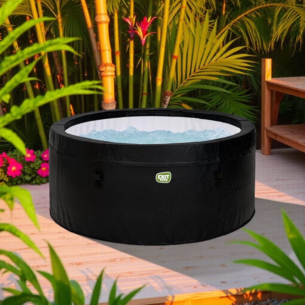 Luxe Premium Spa Bubbelbad voor 2 Personen – Ø156 x 70 cm – Jacuzzi met 90 AirJets, Verwarming tot 40°C, Foam Isolatie, Indoor & Outdoor Gebruik