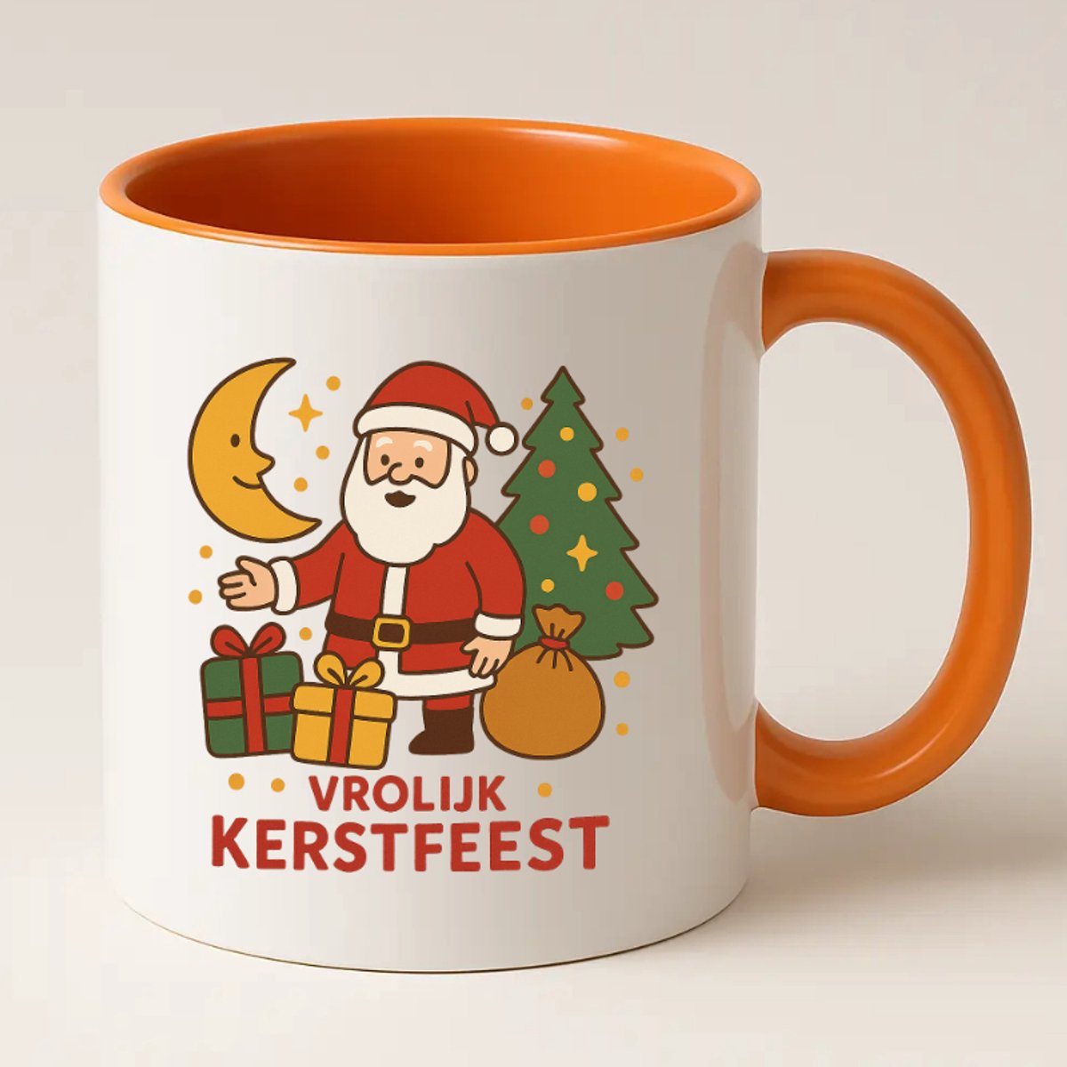 Vrolijk Kerstfeest Mok Oranje - Kerstcadeautje - Kerstmok - Kerstcadeau