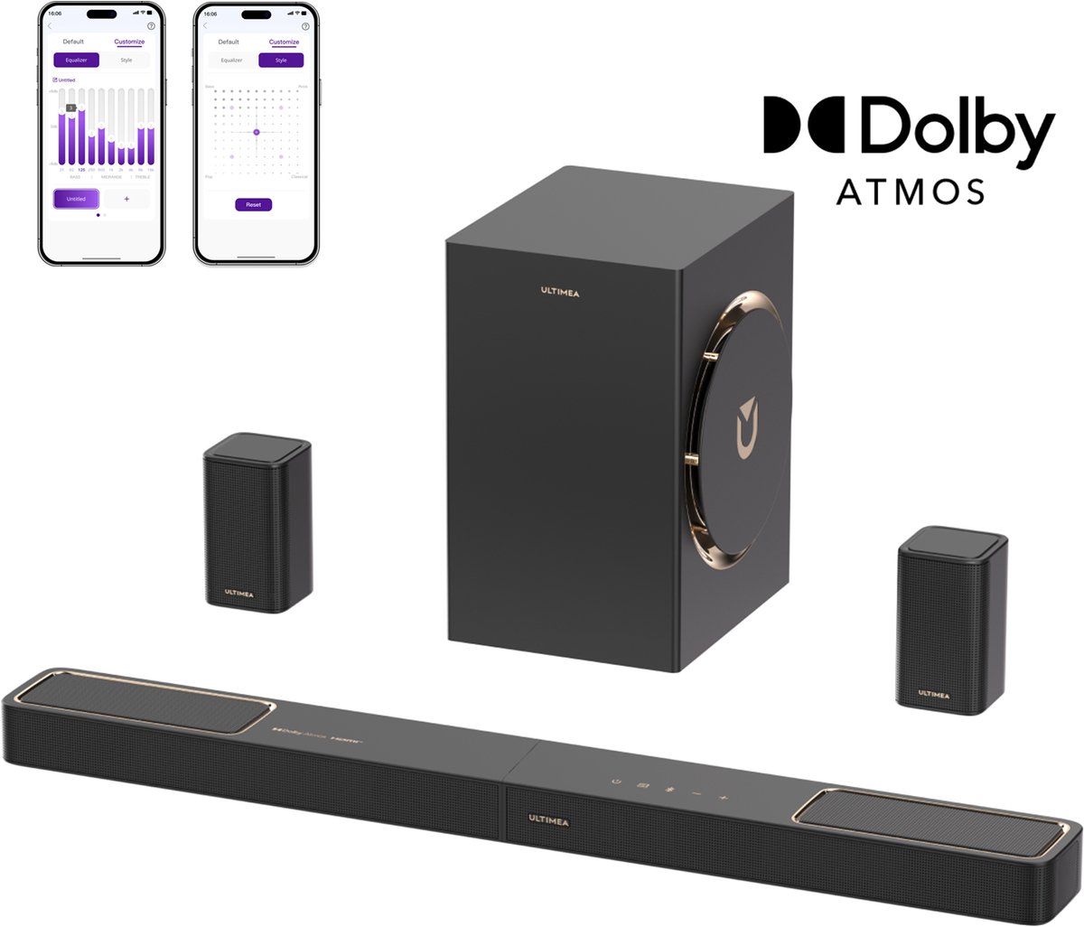 ULTIMEA Skywave F40 Boom - 5.1.2 Dolby Atmos Soundbar met 6,5-inch Subwoofer geschikt voor TV - Zwart