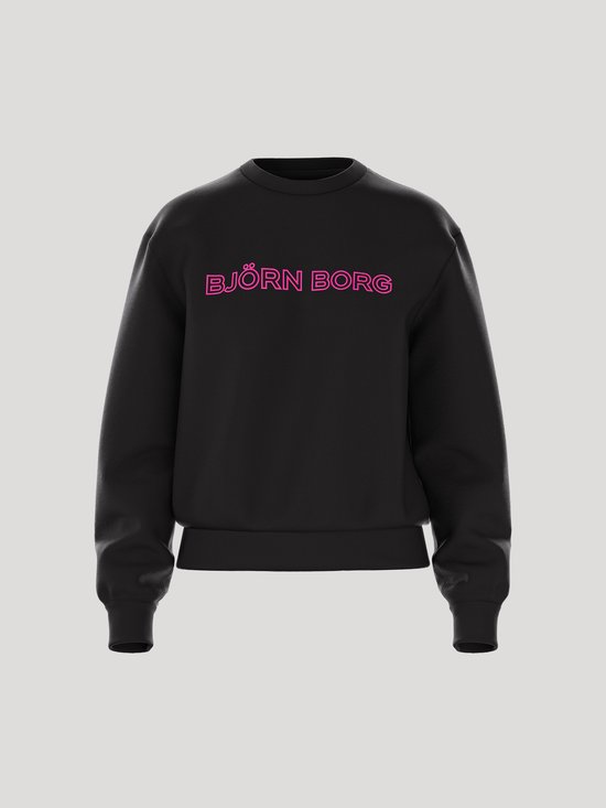 Björn Borg Essential 3 Trui Lange Mouw Dames Sweater - Maat M - Zwart/Roze - Vrouwen Trui
