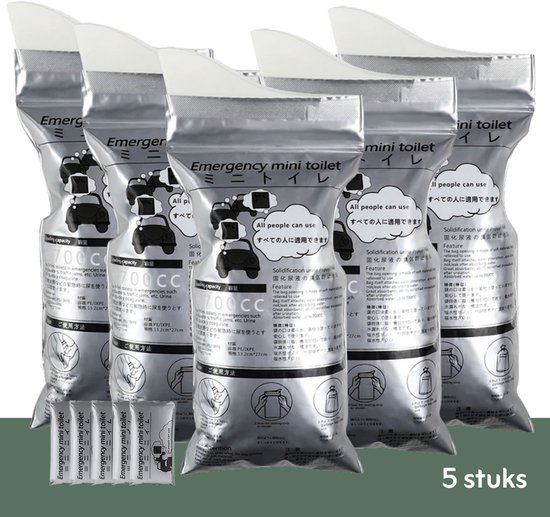Tuinstra® Noodtoilet – Draagbaar Toilet - Wegwerp Urinaalzak – 5 stuks – Unisex – 700 ml – Lekvrij – Geurloos