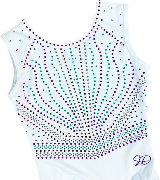 Turnpakje Yfke Wit Mouwloos - Maat 4: CLA 134-140 - Gympakje voor Turnen, Acro, Trampoline en Gymnastiek