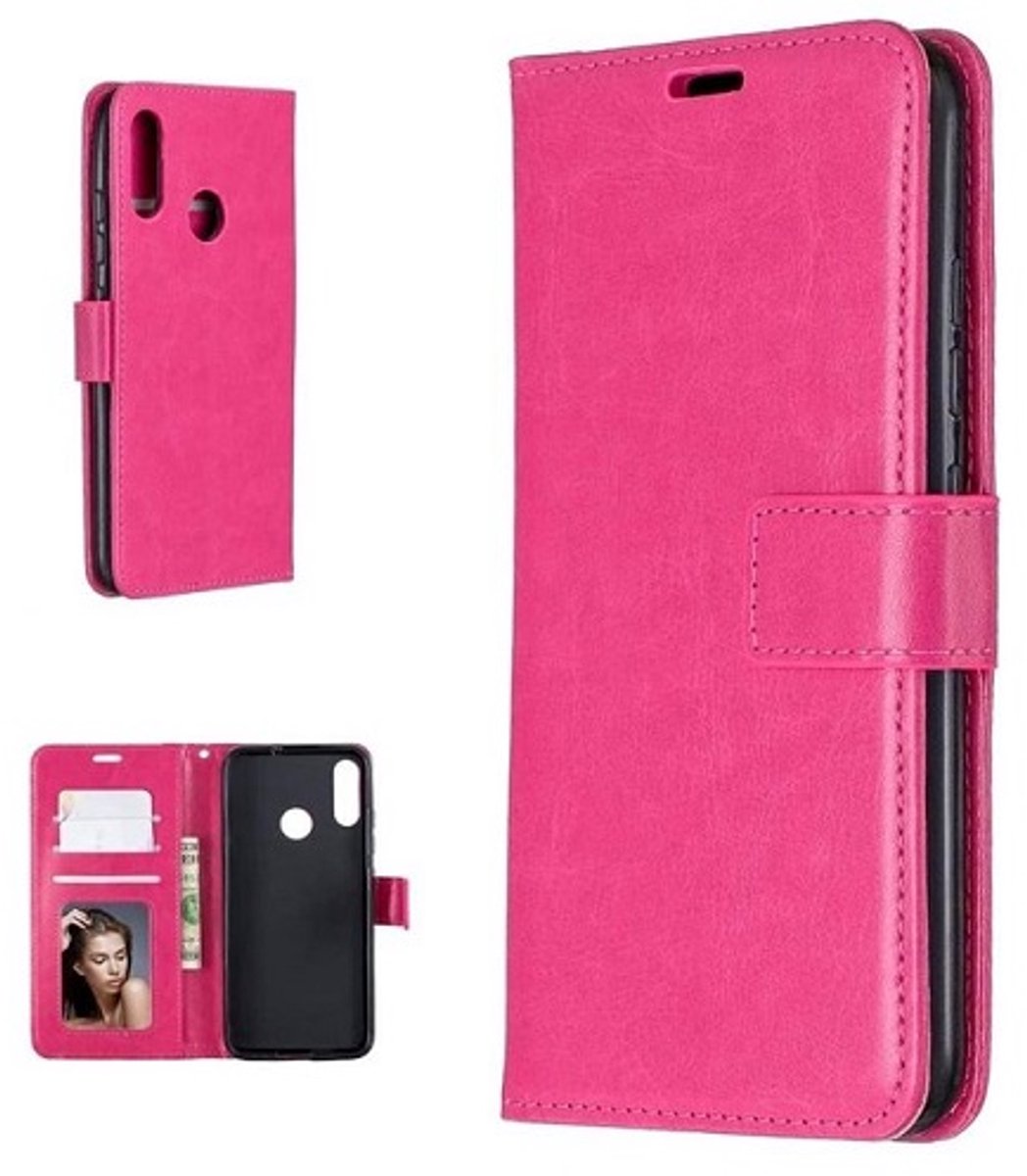Motorola E6 Plus Hoesje Met Pasjeshouder Bookcase Roze