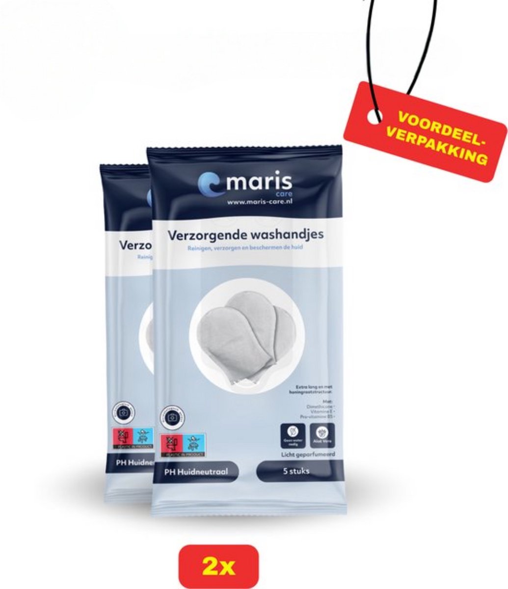 Maris Care - Verzorgende Washandjes - Geparfumeerd - 2 x 5 stuks - Voordeelverpakking!
