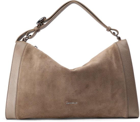 COCCINELLE Cuir sac à main Elinor Suede Bimaterial Handbag Warm Taupe / Warm Taupe