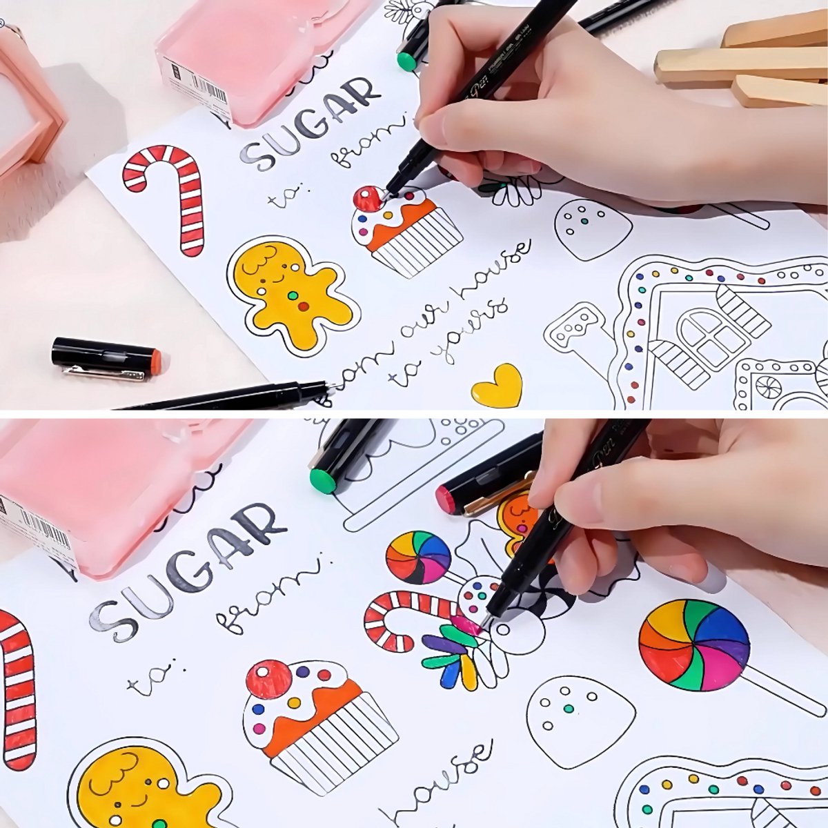 Ainy - Micro Fineliners 0.1mm watervast - Set van 8 kleurrijke fineliner | fine liner kawaii manga / anime tekenen op schetsboek | bullet journal | handlettering | Pigment liner penselen | calligraphy pennen — afbeelding 12
