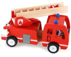Houten brandweerauto - speelgoed brandweer - Educatief montessori speelgoed - duurzaam speelgoed - Jongens speelgoed - Vanaf 2 jaar
