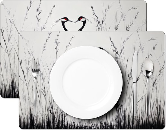 Placemat - 6 stuks - Hartvorm - Getekend - Beige - Zand