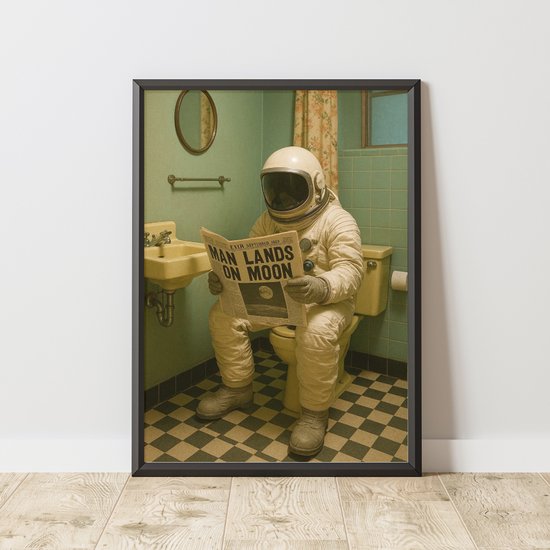 Astronaut op de wc - Ingelijste Poster