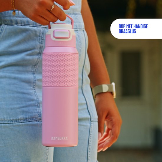 Gourde isotherme Kambukka Elton 1L - Ambition Pink avec couvercle 3 en 1 et gourde facile à nettoyer