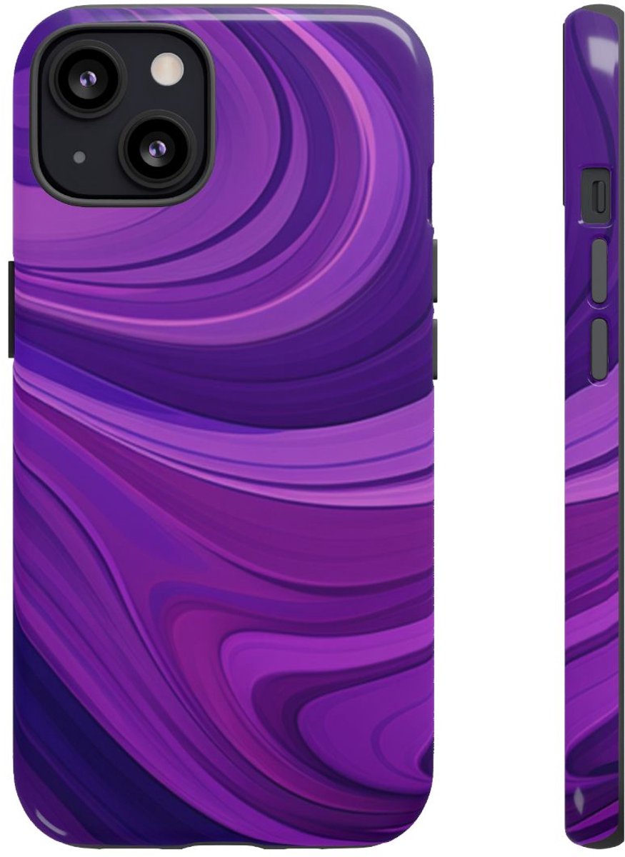 Paars Golvend Abstract Patroon – Telefoonhoesje Geschikt voor iPhone 13