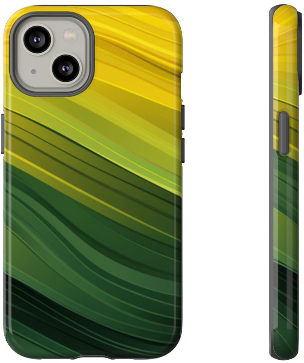 Groen-Geel Golvenpatroon – Telefoonhoesje Geschikt voor iPhone 14