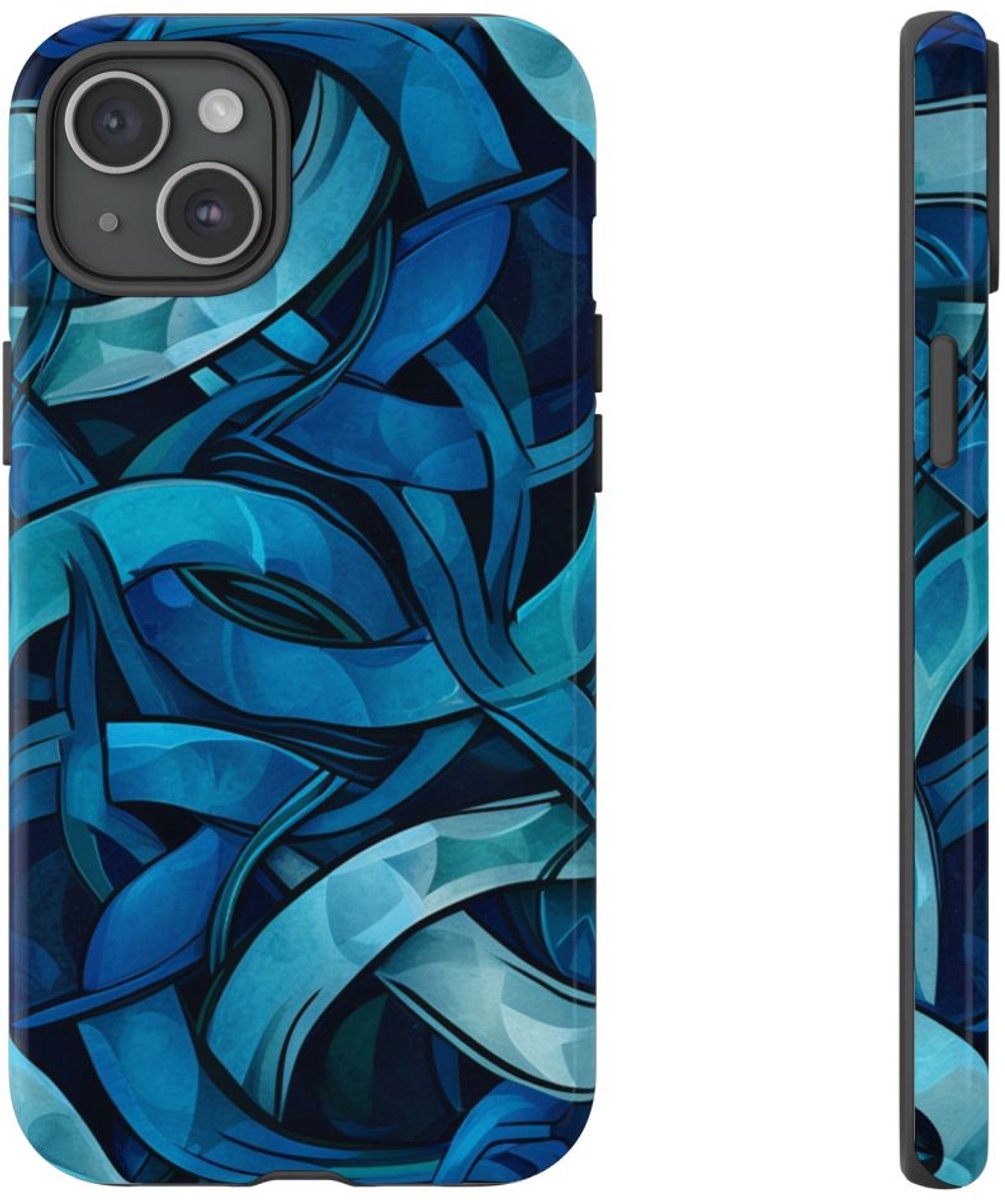 Blauw Keltisch Knoopmotief – Telefoonhoesje Geschikt voor iPhone 15 Plus