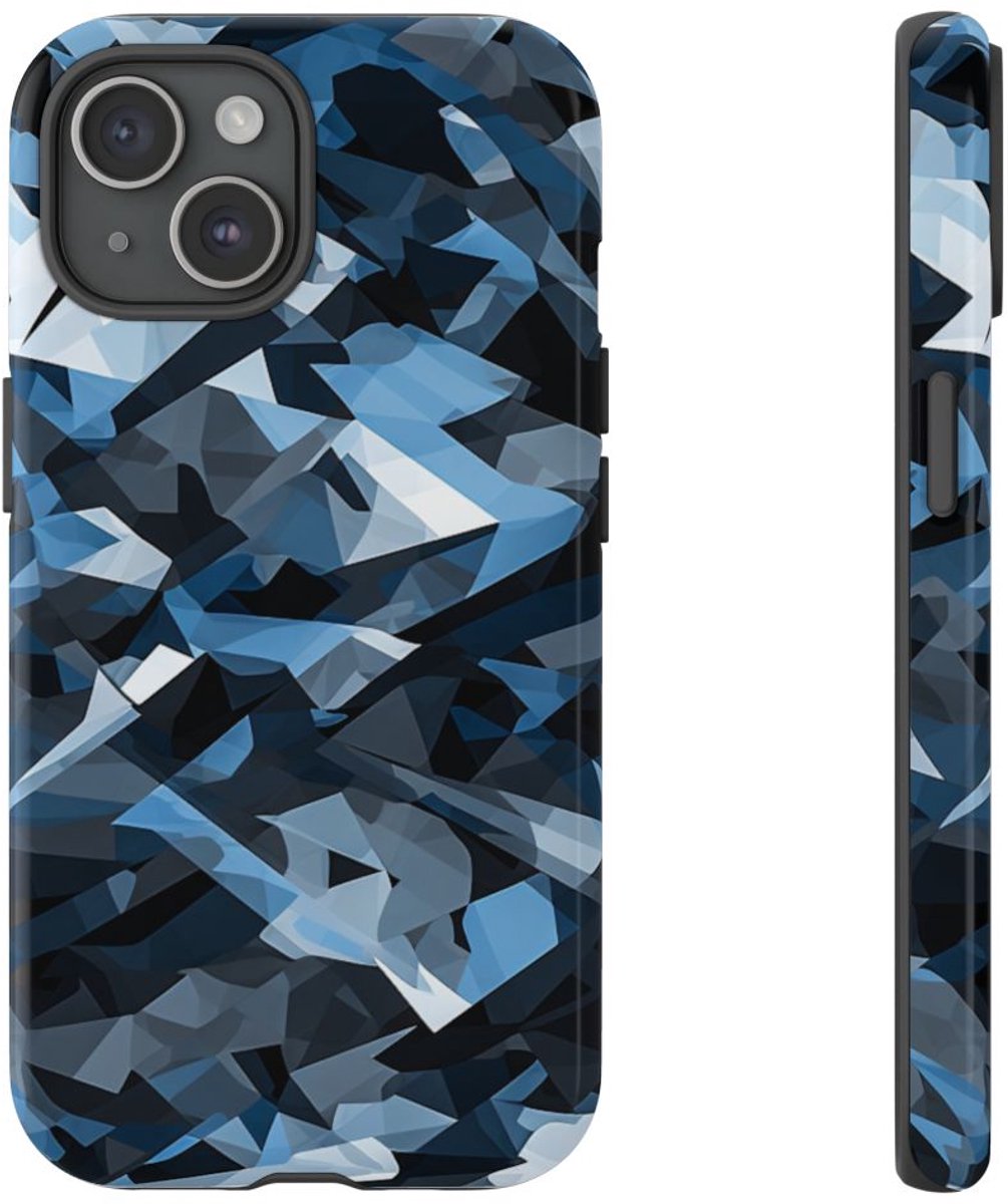 Stedelijk Geometrisch Camouflagepatroon – Telefoonhoesje Geschikt voor iPhone 15