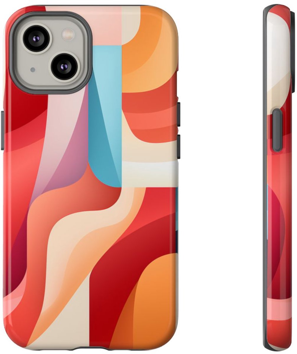 Abstracte Kleurrijke Gebogen Vormen – Telefoonhoesje Geschikt voor iPhone 14