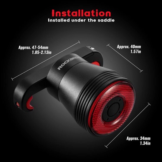 Rockbros - Smart LED Fietsachterlicht met Remsensor - Fietslamp - Fietsverlichting - Remlicht - Smart - USBC - Multifunctioneel - Fietsremlicht - LED - Indicator van ROCKBROS — afbeelding 3