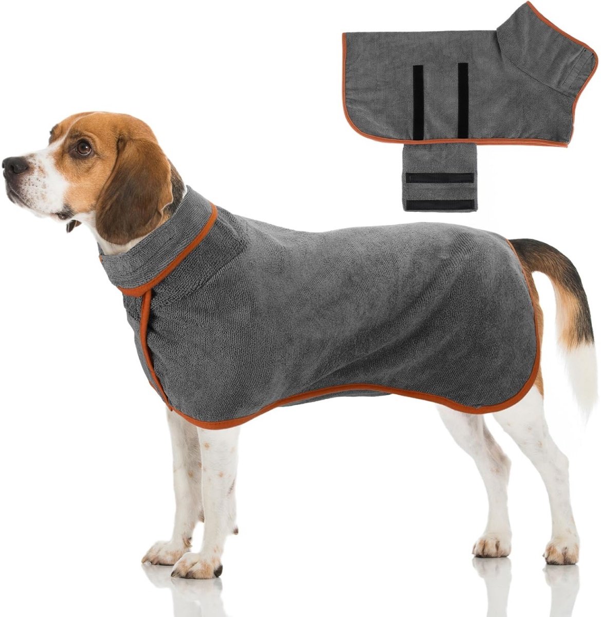 TOVBMUP Hondenbadjas - Badmantel voor Honden - Extra Absorberend en Snel Droog - Verstelbare Schouderbanden - Geschikt voor Grote Middelgrote en Kleine Honden (M Maat 14-24kg) - Microvezel - 1 Stuk