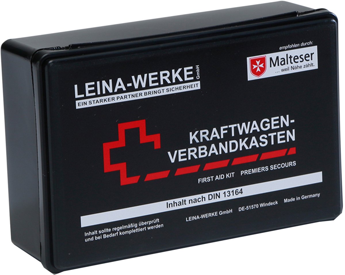 LEINA-WERKE auto verbandtrommel Ster, Rode Kruis editie, zwart, DIN 13164