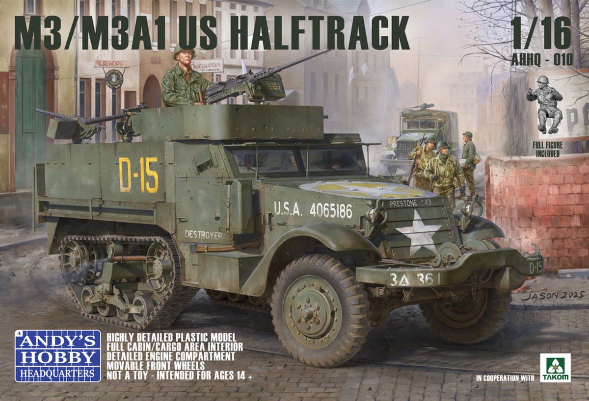 Takom Modelbouwpakket Militaire voertuigen - Andys Hobby Headquarters 010 M3/M3A1 Amerikaanse Halftrack 2-in-1 WWII - Militair Pantservoertuig Plastic - 1:16 - Modelbouw