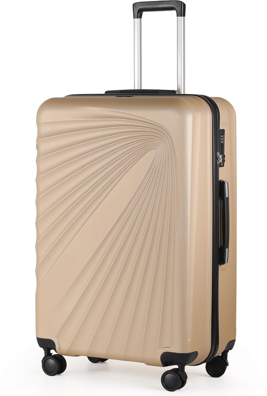 TAN.TOMI Grote Hardcase Reiskoffer ABS – 28 inch (49×29×76 cm, 95 L) – Lichtgewicht Ruimbagage Trolley met 3‑cijferig Cijferslot & 360° Wielen - Champagne