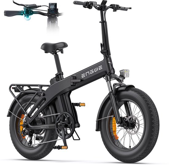 ENGWE EP-2 3.0 BOOST Elektrische fiets - Actieradius 120km - Verwijderbare batterij 48V13.5Ah - 250W Motor - Shimano 7 Versnellingen - 20 Inch opvouwbare City Commuter E-Bike - Hydraulische schijfrem - VTC Fatbike - zwart - ENGWE - €1.299,00