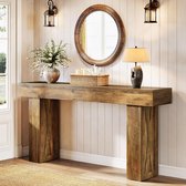 Console fine Tribesigns - Table basse moderne - 160 x 35 x 85 cm - Console idéale pour couloir, salon, entrée ou hall - Marron