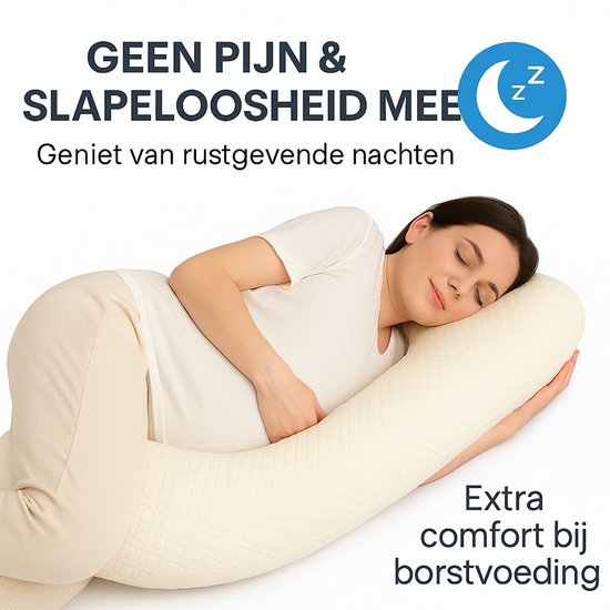 U-vormig zwangerschapskussen 140 cm - ondersteuning voor rug, heupen en
