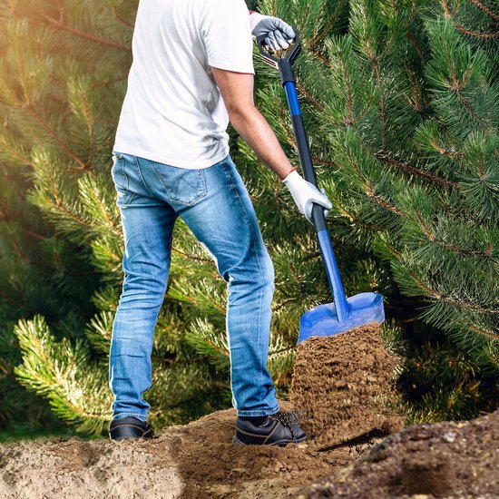 KADAX Zandschep van staal, schep met lichte steel, spade met D-greep, grondschep, tuinspade voor zand, grind, aarde, tuinschep (metaal, blauw) van Merkloos	 — afbeelding 3
