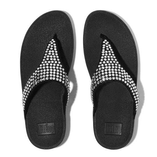 FitFlop FitFlop Lulu Maxi-Crystal Toe-Post Sandals ZWART - Maat 38