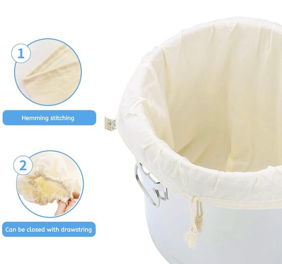 Kaasdoek -neteldoek-passeerdoek-2Pack 26"x22" extra grote wijnbrouwzakken - herbruikbare katoenen fijnmazige filterzakken - voor thuisbrouwen Fruitcider Appelwijn Bier - Wijnpers Trekkoordfilter Bierzakken - Wit van Merkloos — afbeelding 3