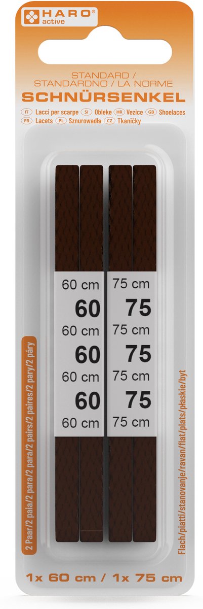 Haro stijve platte veters, 600/750 mm, zwart