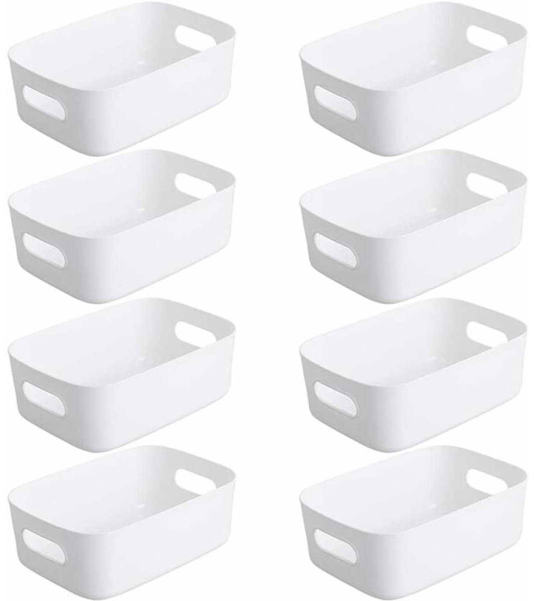8-delige Kunststof Opbergboxen met Handgrepen – 20×13,7×7 cm – Organizer voor Keuken & Badkamer – Stapelbare Opbergbakken