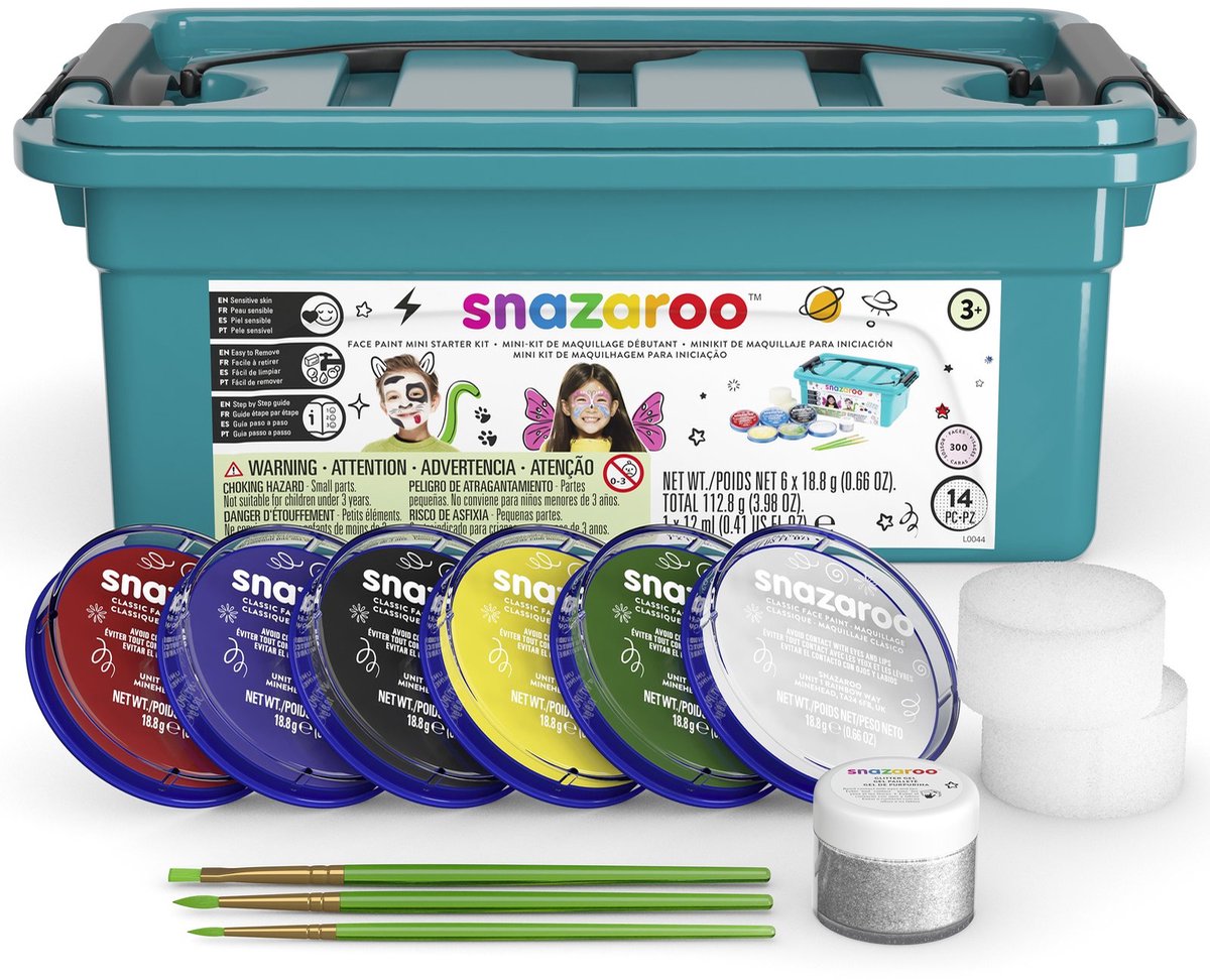 Snazaroo 1194010 Mini Starter Kit Aqua Schminke – Kinder & Volwassenen Schminke – Hypoallergeen – Halloween & Fasching – 14-delig — afbeelding 9