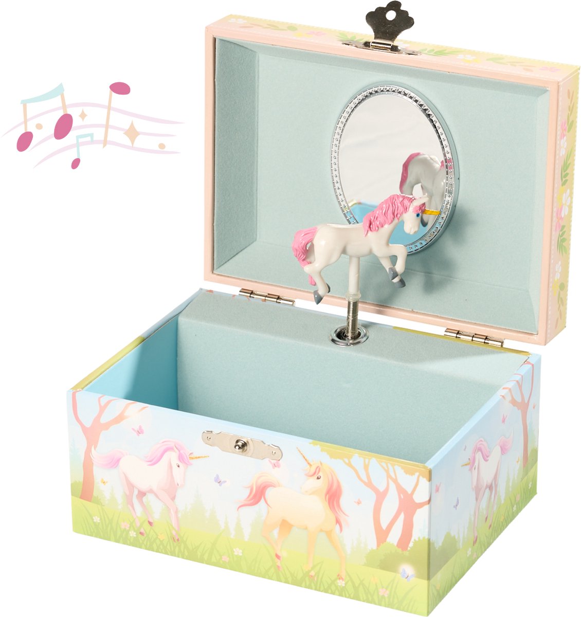 ChimeDream Meadow Unicorn Muziekdoos | Sieradendoos met Dansende Eenhoorn | Speelt Twinkle Star Melodie | 14,8 x 10,6 x 8,5 cm | Magisch Cadeau voor Meisjes