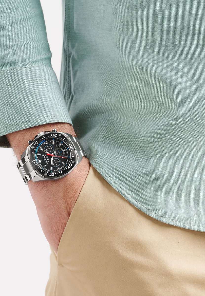 Nautica Nct Bluesail Analoog Horloge Zilveren Toon Case: 100% Stainless Steel | Armband: 100% Stainless Steel 46 mm NAPBSF406, NAPBSF407, NAPBSF408