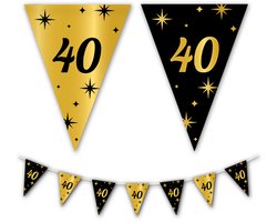 BTH - Slingers - 40 Jaar - Goud en Zwart - Slingers Verjaardag - Vlaggenlijn - 40 Jaar Verjaardag Vrouw - Verjaardag - 1x