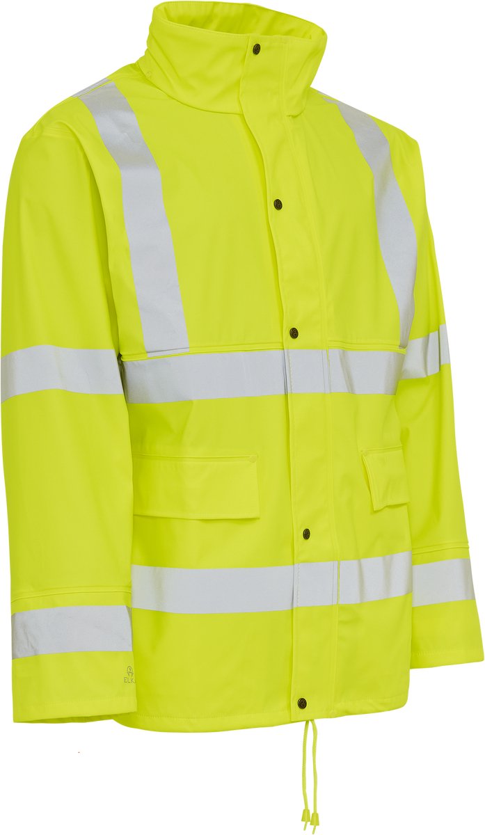 Elka Dry Zone Visible PU Rain Jacket Hi-Vis with Reflective Stripes 026300R - Fl.yellow - XL