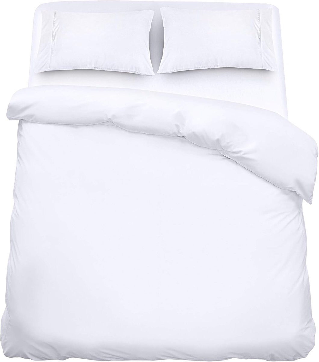 Azalia Beddengoed set - Geborsteld Microvezel Polyester - Dekbedovertrek (200x200cm), Hoeslaken (135x190cm) met Kussenslopen (50x75cm), Wit