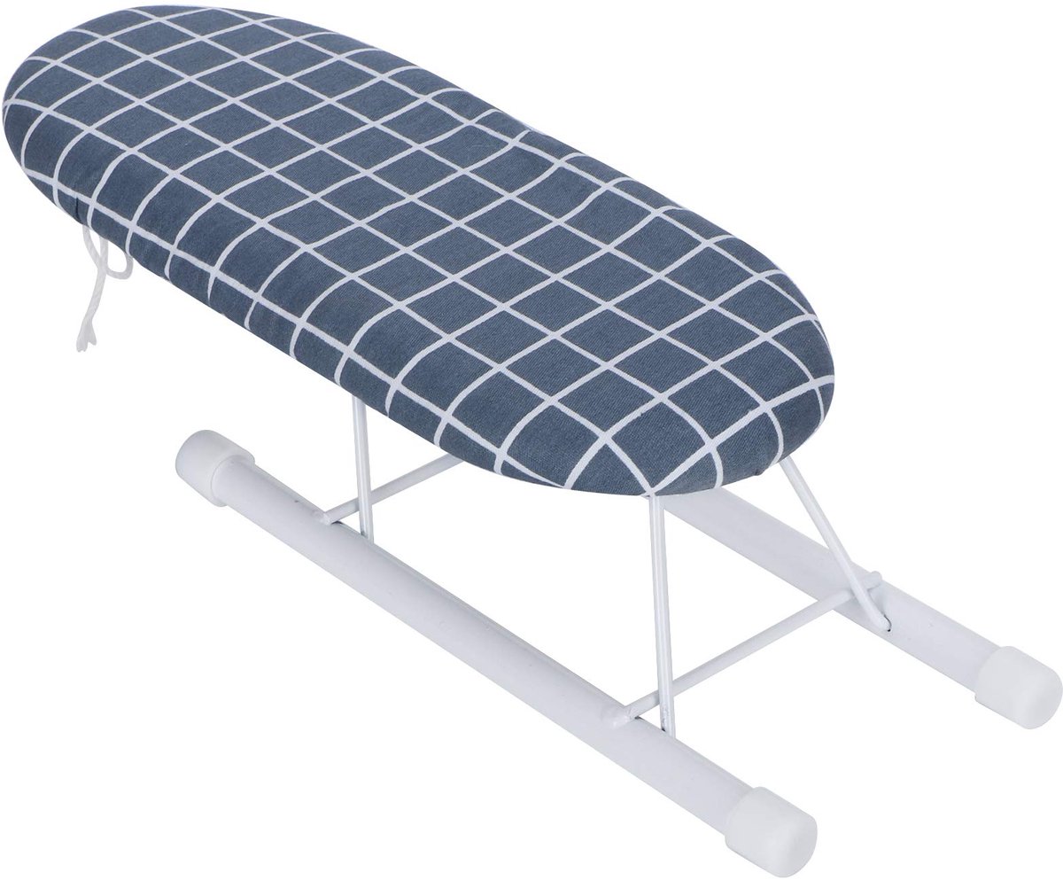 10 Inch Tafel Strijkplank - Draagbaar met Vouwbare Poten - Katoenen Cover en Ondersteuning voor Mouwen en Kragen - Donkerblauw