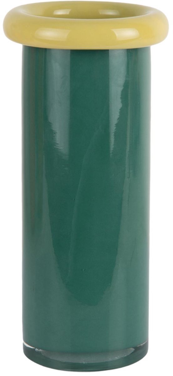 Present Time Vaas Plegado L - Groen - 12.2x12.2x27.5cm - Glas - Modern - Bloemenvaas - Woondecoratie - Decoratieve vaas voor woonkamer of slaapkamer