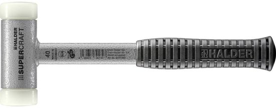 Marteau Halder Supercraft avec têtes de frappe blanches et manche en métal, 40mm.
