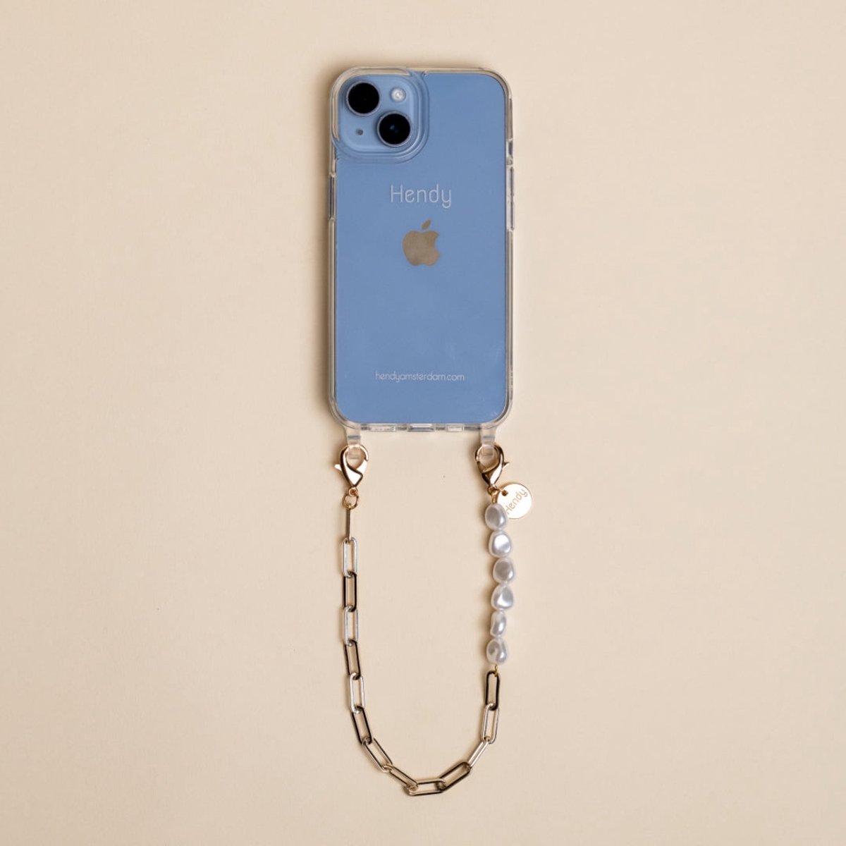 Hendy telefoonhoesje met koord - Pearl Gold Short Telefoonketting - iPhone 12 Pro Max