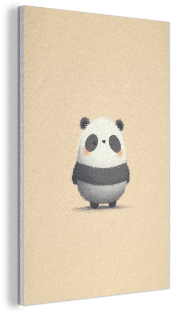 Akoestisch wandpaneel 60x90 cm - Vilt schilderij Panda - Beige - Minimalistisch - Akoestische panelen - Geluidsdempende wanddecoratie - Geluidsisolatie woonkamer - Muurdecoratie geluidspanelen