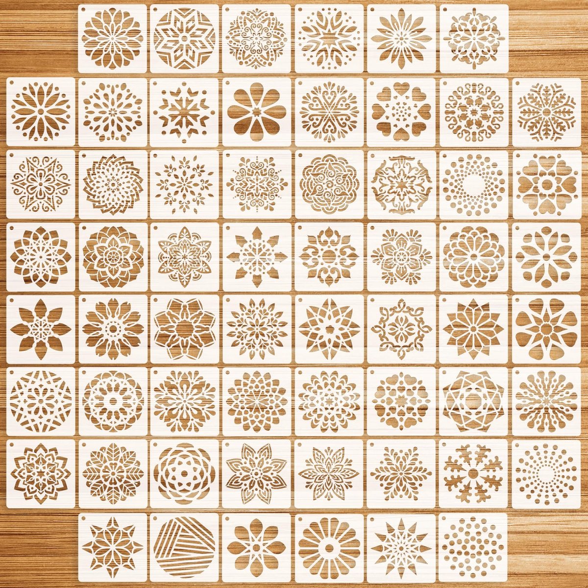Mandala Schilderij Stencils Set - 60 Stuks - 3 Inch Kunstsjablonen voor DIY Projecten - Herbruikbaar en Duurzaam
